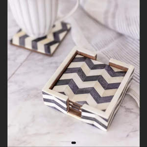 Posavasos con incrustaciones de hueso duraderas de Color personalizado de estilo americano y arte moderno de la mejor calidad con logotipo personalizado para favores de boda - Product Image 4