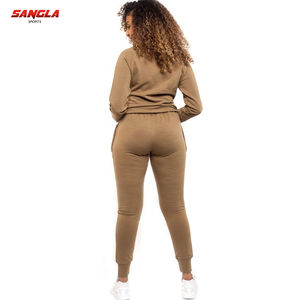 เสื้อครอปมีฮู้ดกีฬาเสื้อครอปของผู้หญิงชุดวอร์มกีฬาเสื้อฮู้ดและกางเกง - Product Image 4