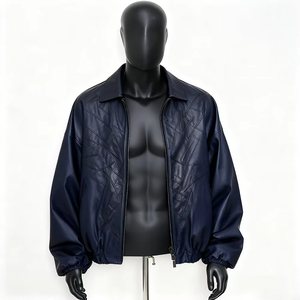 OEM Custom High Quality Winter <b>RED</b> Pu Leather Men's Windproof Breathable <b>Waterproof</b> Hooded <b>Jacket</b> with Zipper Closure - Product Image 1