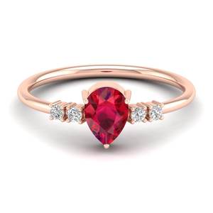 Anillo de Oro Amarillo Sólido de 14K de Lujo REYES con Gema de Rubí de Corte Pera de 0.75 Quilates y Moissanita, Joyería Certificada por GRA para Mujer - Product Image 6