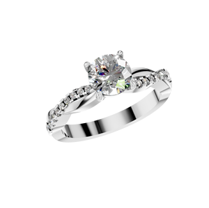 Anillo de Compromiso y Matrimonio de Platino 950 con Corte Brillante Redondo Cultivado en Laboratorio, Certificado IGI, con Engaste de Puntas y Baño de Rodio - Product Image 1