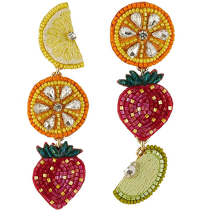 Pendientes bordados de cangrejo con cuentas cosidas a mano con patrón Pendientes colgantes con arte bordado y cuentas de semillas - Product Image 2