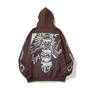 เสื้อฮู้ดสไตล์ฮิปฮอปทรงหลวม ซิปหน้า ลายกราฟิกปัก สีและขนาดสั่งทำได้ ขายส่ง รับผลิตแบรนด์ส่วนตัว ผ้าฝ้าย - Product Image 6