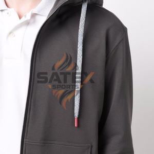 Sweat-shirts d'hiver pour hommes 100% coton respirant avec fermeture éclair - Brodés, écologiques, anti-boulochage, séchage rapide, épais, service OEM, 2 pièces - Product Image 5