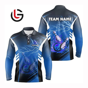 Polo de bowling imprimé avec logo personnalisé pour hommes et femmes, 100% polyester, spandex, 240 grammes, plus sur une grande taille ample et ajustée - Product Image 1