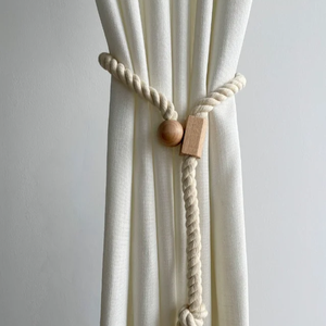 Cotton Curtain Ties, Magnet Solid Wood Ties, Curtain Ties, Home Decor. - Product Image 1