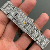 Montre de luxe pour homme, style hip-hop, avec diamants de laboratoire et finition émaillée, mouvement automatique ETA, 41 mm, verre cristal, acier inoxydable
