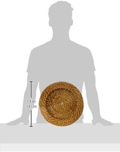Assiette de chargeur en rotin durable avec charme rustique, design élégant en bois, parfaite pour les événements de mariage et ajoutant une touche naturelle aux repas - Product Image 3