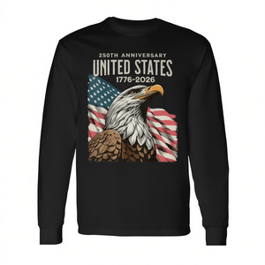 Maglietta Patriottica a Maniche Lunghe per il 250° Anniversario degli USA, Bandiera USA per il 4 Luglio, 250° Anniversario USA, Bandiera USA 250° Anniversario, T-Shirt 250° Anniversario - Product Image 2