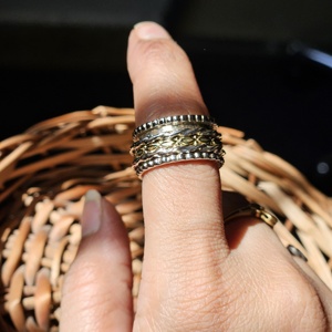 Bague rotative en argent et laiton, à porter tous les jours, pour femmes et hommes, cadeau de Noël, bague de méditation faite à la main - Product Image 3