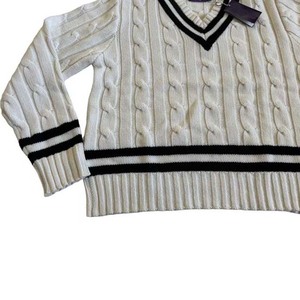 Pull en tricot de laine 100% coton à col en V pour homme, vêtements de sport pour adultes, cricket, respirant, rayé, pull d'hiver pour homme - Product Image 4