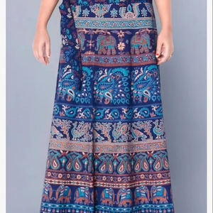กระโปรงผ้าฝ้ายเอวยืดลำลองสำหรับผู้หญิงกระโปรงเต้นรำอินเดียสไตล์ฮิปปี้ปักลาย - Product Image 1