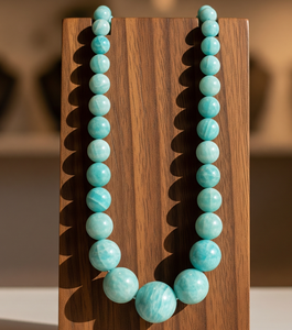 Collier de verrouillage noué à la main en argent 925 pour femmes de 18 pouces perles de pierre d'amazonite Design géométrique guérison naturelle mode à la mode - Product Image 1