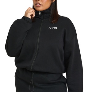 Sweat-shirt surdimensionné pour les acheteurs en gros avec logo personnalisé / Prix bas avec fermeture éclair, manches longues et col montant - Product Image 1