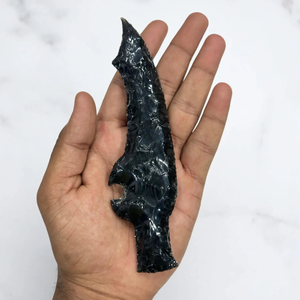 มีดสั้นหินออบซิเดียนสีดำใบมีดแกะสลักหินธรรมชาติทำขึ้นเพื่อความสวยงามเป็นเอกลักษณ์ - Product Image 6