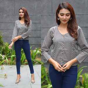 Blusa de manga corta con estampado floral para mujer, blusa elegante con estampado personalizado, para verano - Product Image 2