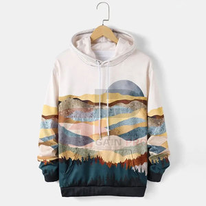 เสื้อมีฮู้ดพิมพ์ลายสำหรับผู้ชายทันสมัยพร้อมดีไซน์สะดุดตาและกระดุมข้อมือเสื้อมีฮู้ดพิมพ์ลายมีสไตล์สำหรับผู้ชาย - Product Image 1