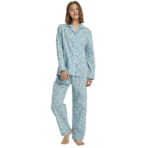 Women Pajamas Sets Silk Pajamas Sleepwear Sets Embroidery Gown <b>Wedding</b> Night <b>Dress</b> Turn Down Collar Button Down Solid Color - Product Image 5