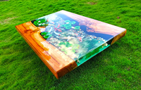 Table à manger rectangulaire de luxe en bois d'acacia et résine époxy, fabriquée à la main, moderne, étanche, cadeau idéal pour la retraite, Diwali, condoléances, maison ou bureau
