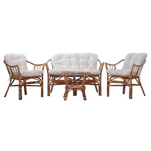 Diskon besar bingkai desain baru Subaliu rotan dan kursi Jawit dan meja furnitur ruang tamu dengan bantal Dan sandaran - Product Image 1