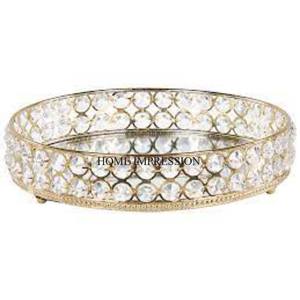 Round Shape Premium Quality Metal Made Modern Creative Art Designer <b>Mirror</b> <b>Tray</b> Hotel and Restaurants Table Supplies From India - Product Image 3