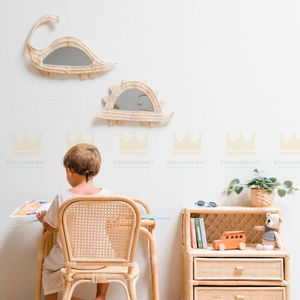 Dino hecho a mano diseño moderno ratán espejo montado en la pared respetuoso con el medio ambiente forma personalizable para la decoración del hogar - Product Image 1