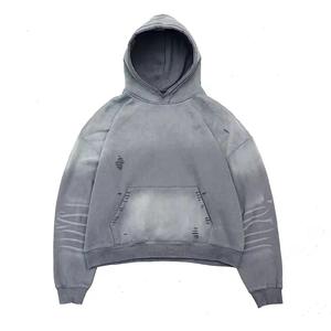 Sudadera con Capucha Extra Grande de Diseño Moderno, Lavada al Ácido, Estilo Vintage para Hombre, Tejido Grueso de Felpa Francesa, con Cierre, Tinte Liso, para Ropa Urbana de Invierno - Product Image 2