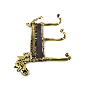 Porte-clés en laiton pur à 100% avec motif d'éléphant, 3 crochets, 9 pouces, décoration murale dorée pour la maison, la voiture, le vélo, cadeau à suspendre - Product Image 4