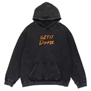 Top Quality Acid Wash Hoodie Black Color Pullover Casual Wear Adult Men's Acid Wash Hoodies With Custom Logo - Product Image 1