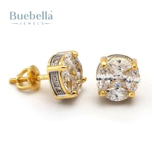 Venta caliente Estilo 925 Plata 14K Chapado en oro blanco Hip Hop Stud Pendientes hombres - Product Image 1