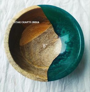Cuenco de madera y Resina 100% de nuevo diseño para cocina y mesa, cuenco para servir comida, cena, tamaño personalizado, forma redonda, gran oferta - Product Image 2