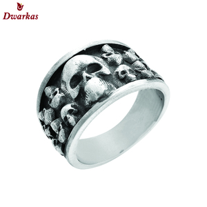 <b>Men's</b> surface full of skull head 925 sterling silver plain <b>black</b> oxidized <b>rings</b> wholesale ready stock cheap price - Product Image 2