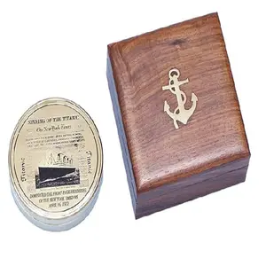 Wholesale Solid Brass RMS Titanic Compass w/Rosewood Box Nautical Home Decoration latest new modern design handmade art