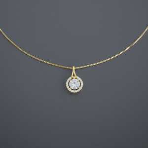 Collier Tendance 185041 en Alliage de Zinc Doré, Forme Géométrique Numérique avec Diamant, Perle et Maillon Serpent, Idéal pour Cadeau de Fiançailles ou Fête - Product Image 1