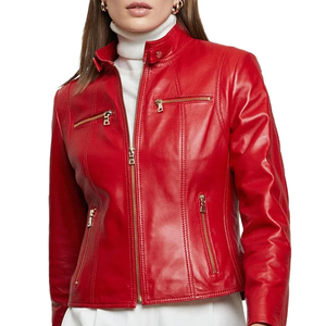 2025 chaquetas de cuero puro originales de diseño moderno de alta calidad para mujer, chaqueta de cuero de piel de oveja auténtica para mujer - Product Image 4