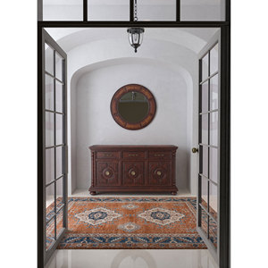 Alfombra de Lana Anudada a Mano Erbe para Áreas Grandes, Patrón de Medallón Rojo y Naranja, Rectangular 9x12, para Pasillo o Habitación, JAipur ZA-RGS-1276 - Product Image 5