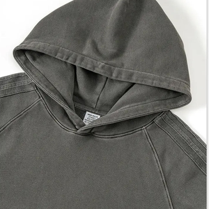 Sudadera Deportiva Vintage Otoño Invierno 2025 para Hombre, Holgada, Lavada, de Color Sólido con Colores y Logotipo Personalizados y Corte Extra Grande - Product Image 4