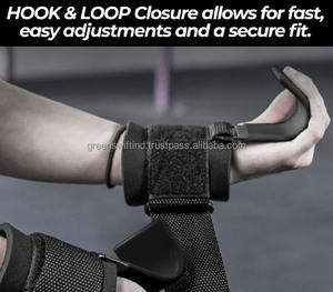 Ganchos para Levantamiento de Pesas con Soporte para Muñeca: Acero Resistente, Acolchado Confortable - Product Image 2