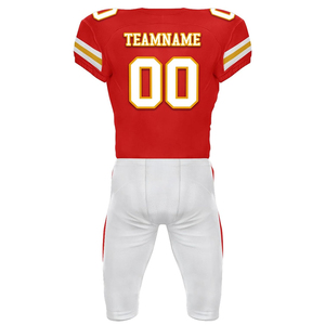 Ensemble d'uniformes de football américain grande taille de qualité supérieure, chemise rouge et short blanc, 100% polyester, couleurs personnalisées - Product Image 3
