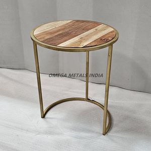 Mesa de centro de madera y metal dorado de diseño nórdico moderno, muebles versátiles para áreas de comedor, oficinas en casa, hoteles, salas de banquetes - Product Image 1