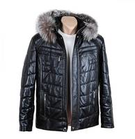 Blouson de moto vintage personnalisé en cuir de mouton avec doublure en fourrure noire, tissage non tissé fait main, cuir tanné, logo frontal, pour homme, hiver
