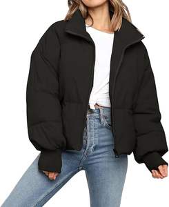 Veste doudoune d'hiver personnalisée de haute qualité pour femmes avec manches longues manteau à bulles chaud courte longueur rembourrage en toile élégant pour les femmes - Product Image 5