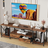 Soporte de TV moderno con 2 cajones de almacenamiento Unidad de entretenimiento elegante con capacidad de carga pesada y amplio almacenamiento