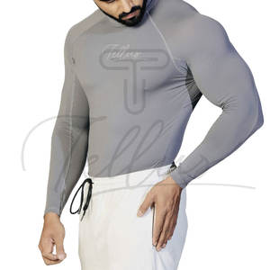 Chemise décontractée pour homme, couleur unie, manches longues, compression, double couche, coupe ajustée, spandex/polyester, séchage rapide - Product Image 1