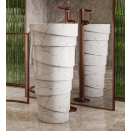 Lavabo de piedra Indian Carrara 98 con pedestal Diseño ECm Elegante y duradero - Product Image 1