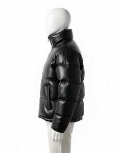 Veste matelassée en toile brillante pour homme, nouvelle arrivée, style tendance avec fermeture éclair sur le devant, logo sur la capuche - Product Image 6