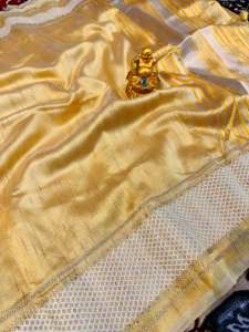 ส่าหรีผ้าไหมที่มีขอบทอสีทองซาริสำหรับงานแต่งงานและปาร์ตี้เสื้อผ้าอินเดียและปากีสถาน - Product Image 5