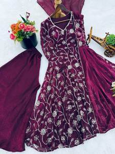 Ensemble Salwar Kameez Prêt-à-porter, Meilleures Ventes, Couleurs Vives, Col Rond, Grand Volume, Motif Festif, avec Dupatta - Product Image 5