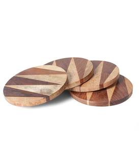 Dessous de verre en bois ensemble avec modèles ronds en plastique résine pour tasses décoration de la maison artisanat cadeaux Style Nature pour Thanksgiving - Product Image 5