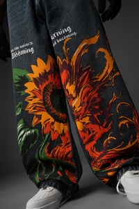 Pantalones Vaqueros de Mezclilla para Hombre, Diseño Personalizado con Logotipo, Estilo Desgastado, Estampado Ligero, Moda Urbana, Venta al Por Mayor, Estilo High Street - Product Image 2